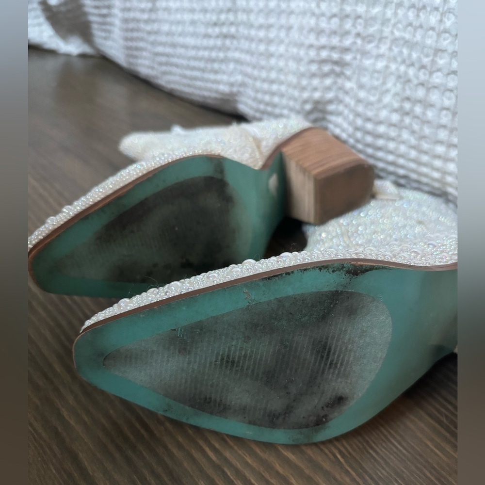 Betsey Johnson White Ankle Boots with Silver Accents - Picture 4 of 4